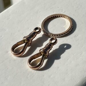 Antique Pair (2) Dog Clip Clasps in 9 ct Rose Gold